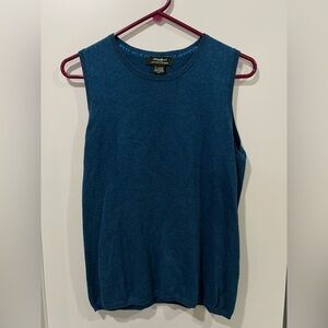 Eddie Bauer Blue/Teal Sleeveless Sweater Vest Cotton Cashmere